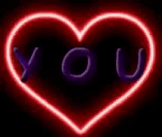a neon heart with the word you in the middle