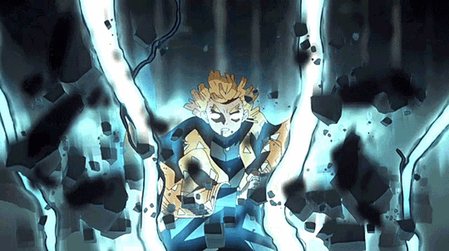 a cartoon character is being destroyed by a lightning strike