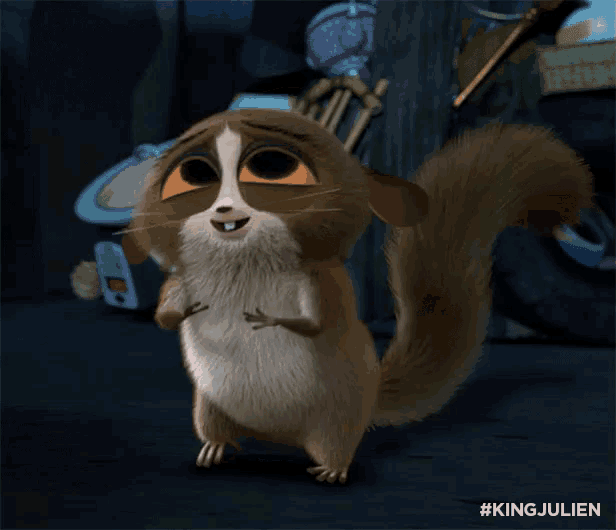 a picture of a cartoon character with #kingjulien written on the bottom