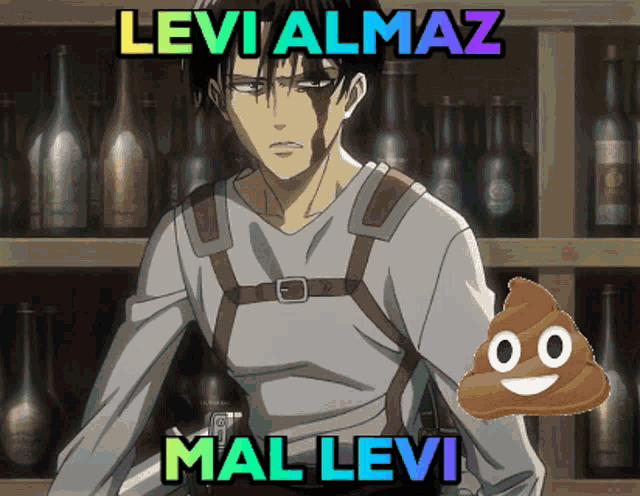 a picture of levi almaz next to a picture of a pile of poop