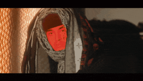 a drawing of a person with a scarf around their neck