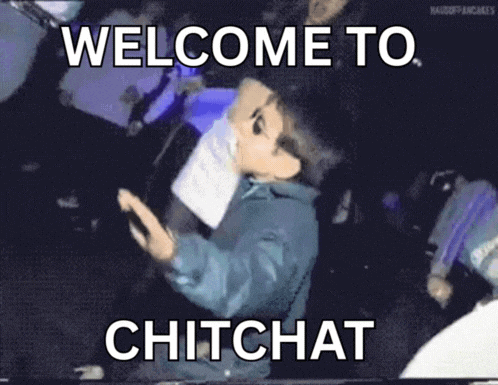 a picture of a person dancing with the words welcome to chitchat