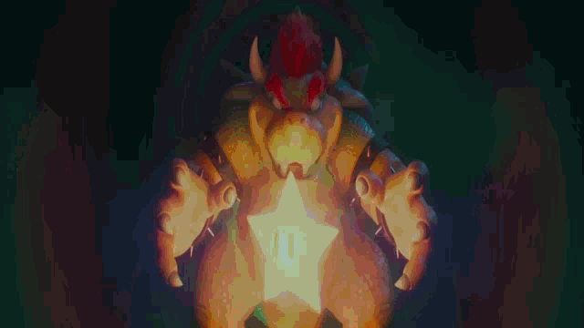 a cartoon character with horns is holding a flame in his hands