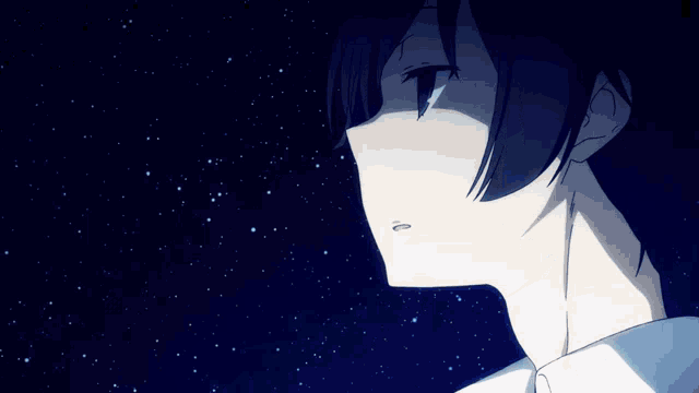 a girl with black hair is looking at the earth in space