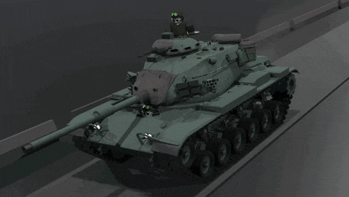 a 3d model of a tank with a skull on the top