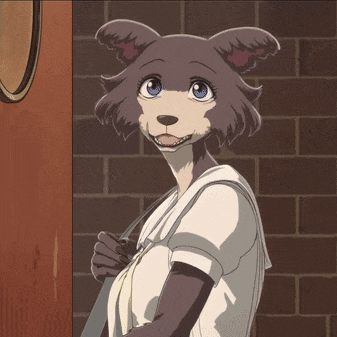 a cartoon drawing of a dog with a white shirt on