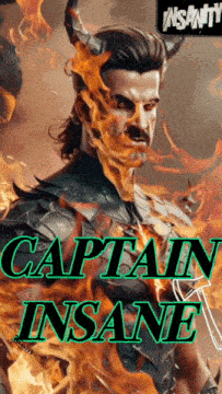 a poster for captain insane has a man with horns on his head