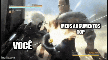 a man is fighting another man in a video game with the words `` meus argumentos top '' written on the screen .