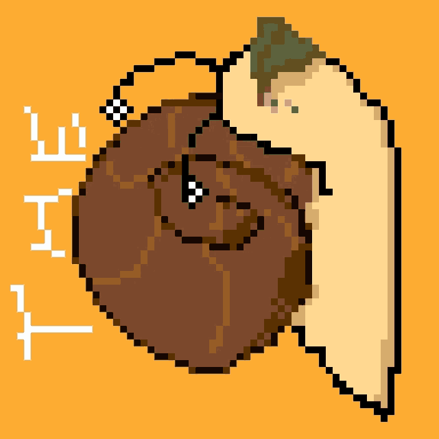 a pixel art drawing of a pumpkin with the words " i 'm a t " written below it