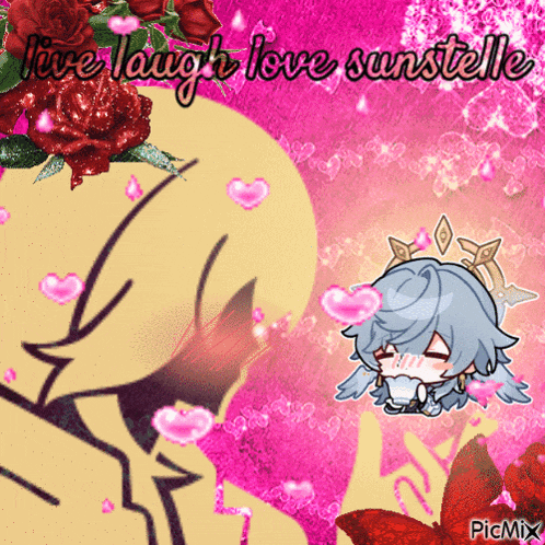a pink background with the words " live laugh love sunstelle " on it