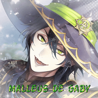 a picture of malleus de gaby with a purple hat on