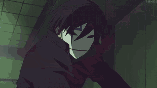 a drawing of a person with a mask on their face with the hashtag #harugo visible in the corner