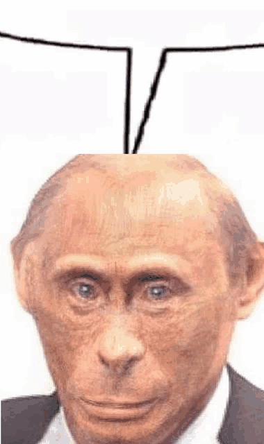 a close up of a man 's face with a monkey 's head .
