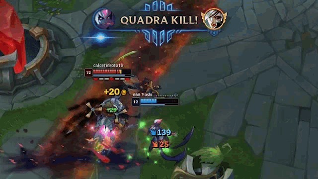 a screenshot of a video game that says quadra kill on the top