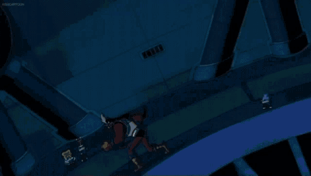 a cartoon character is being electrocuted by a green lightning strike