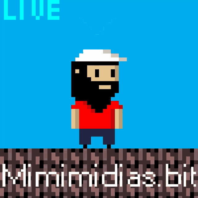 a pixel art drawing of a man with a beard and a heart above his head