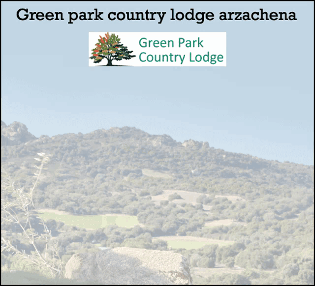 a poster for green park country lodge shows a living room and a bathroom