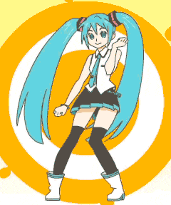 a girl with blue hair and white boots is dancing