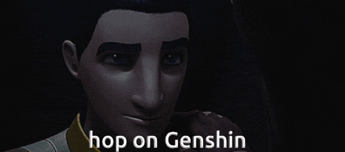 a man with a beard is kissing another man with the words hop on genshin behind them