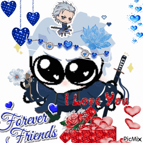 a picture that says forever friends with a cartoon character