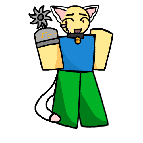 a cartoon drawing of a cat with a trophy in his hand