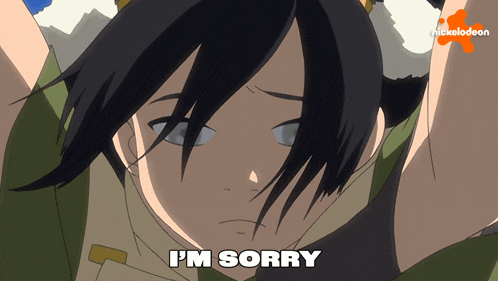 a cartoon of a girl saying i 'm sorry with nickelodeon in the background