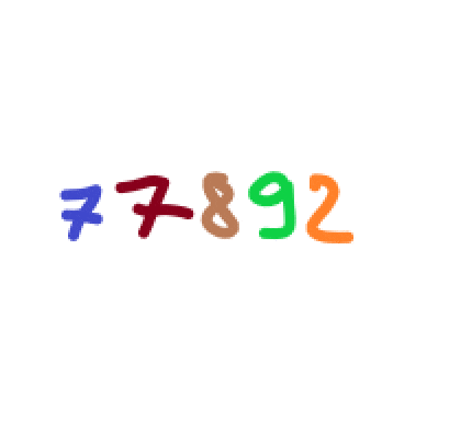 a drawing of the numbers 77892 in different colors