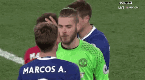 a soccer player with the name marcos on his back