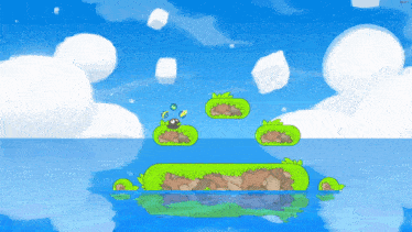 a screenshot of a video game shows a small island in the middle of the water