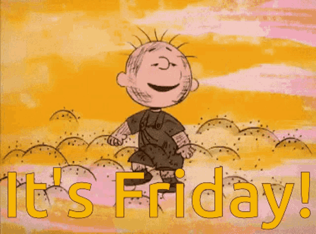 a cartoon of a boy with the words it 's friday