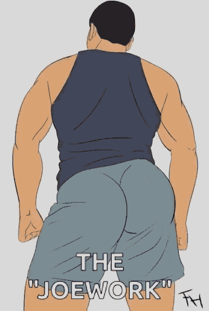 a drawing of a man with the words " the joework " written on the bottom