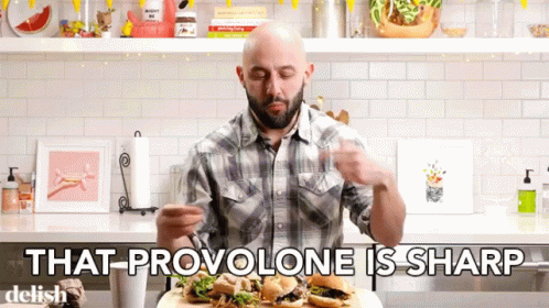 Provolone Is Sharp Food Review GIF - Provolone Is Sharp Food Review Tasting GIFs