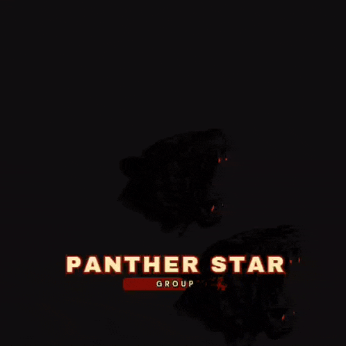 a yellow star with a black panther on it and the words panther star group below it
