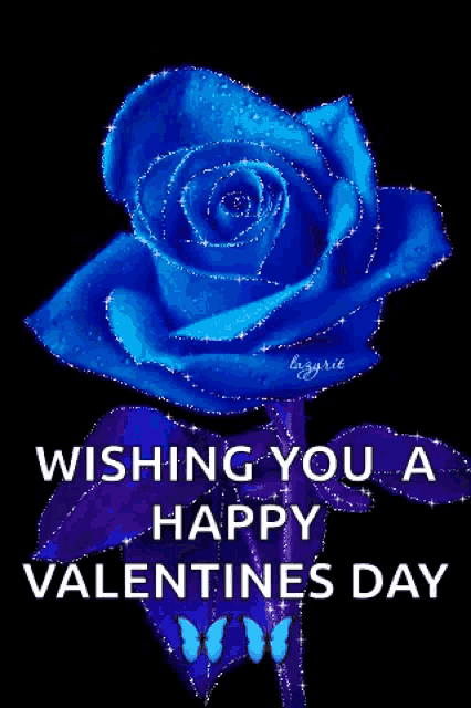a blue rose with the words wishing you a happy valentine 's day below it