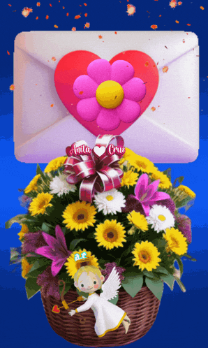 an envelope with a flower and the name anita cruz