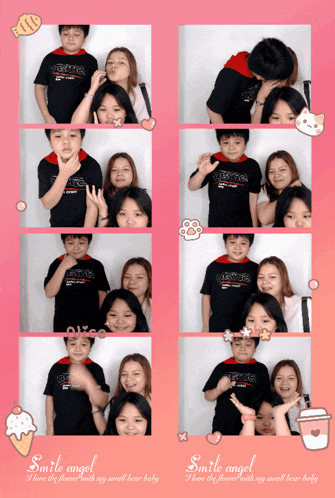 a photo booth with the words smith angel on the bottom right