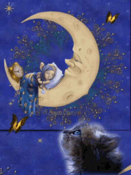 Good Night Moon GIF - Good Night Moon Kitten GIFs