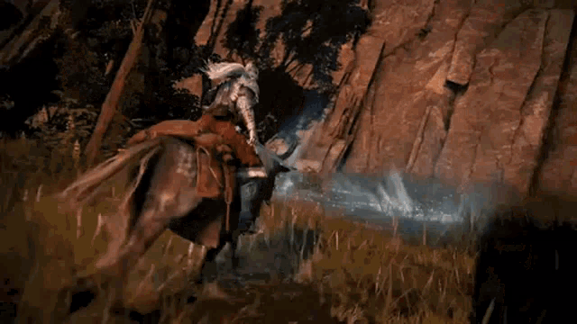 a person is riding a horse on top of a rocky cliff .
