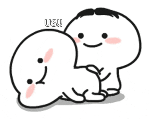 a couple of cartoon characters are sitting next to each other and hugging each other .