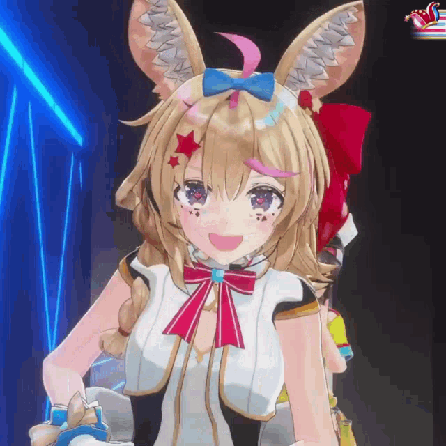 a close up of a 3d anime character with bunny ears