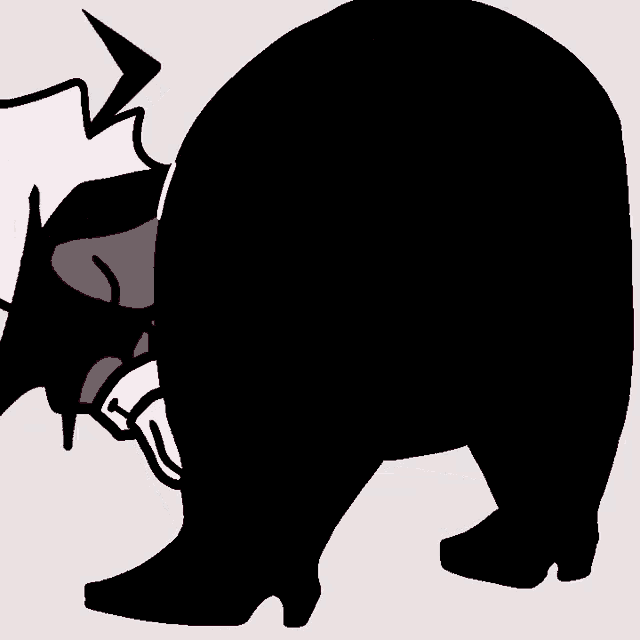 a cartoon drawing of a black bear with a pink collar