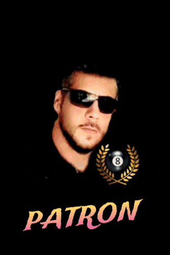 a poster for viip sonora patron with a man in a tuxedo surrounded by skulls and pool balls