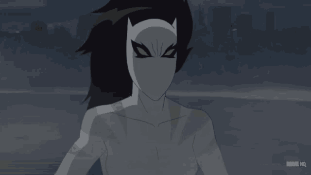 a cartoon of a woman with a marvel logo on the bottom right