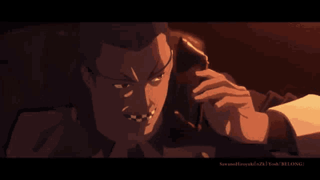 a cartoon of a man talking on a phone with a caption that says " savanothiroukiza "