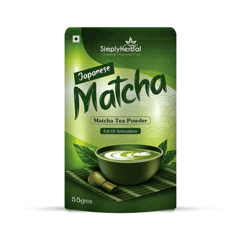 a bag of japanese matcha tea powder with 55gms