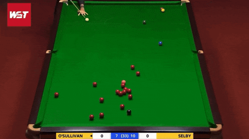 a snooker game between o'sullivan and selby with a score of 7 to 10
