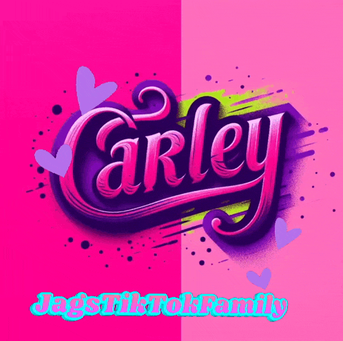 a pink and purple logo for carley and jags tiktok family