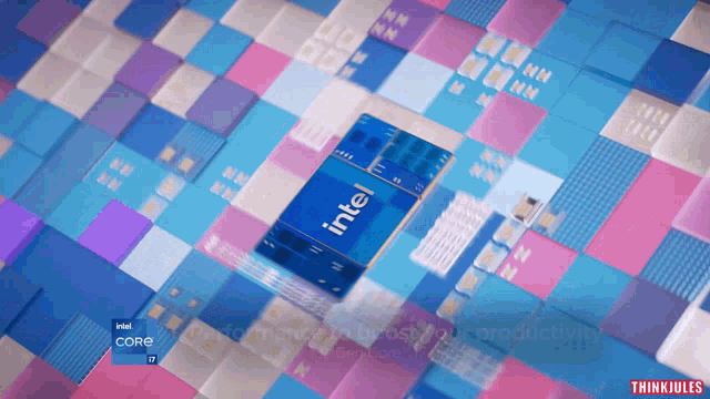 an intel core i7 processor is displayed on a checkered background
