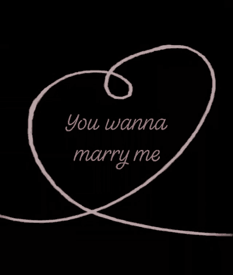a drawing of a heart with the words " you wanna marry me " on it