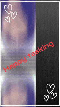 a purple and black background with the words happy tasking